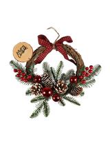 Wieniec na kole z kokardą w kratę