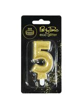 Świeczka cyferka z eko-brokatem nr 5