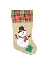 Jutowa skarpeta świąteczna z aplikacją