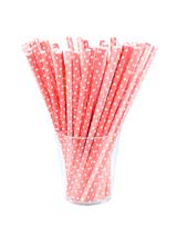 Słomki papierowe czerwone w białe kropki (144 szt.) - FSC Mix Credit