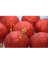 Bombki brokatowe pudełko (8 szt.) czerwone