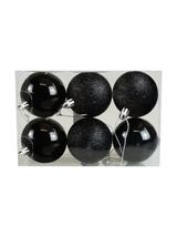 Zestaw bombek czarno-brokatowych (6 szt.)