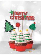 Dekoracja ciasta - Merry Christmas (4 szt.)