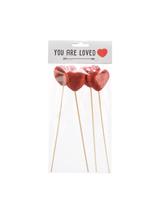 Brokatowe serca na piku (4 szt.)