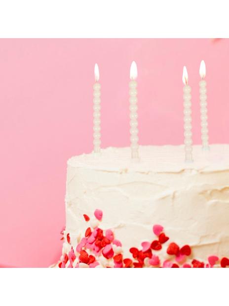 Świeczki perły - dekoracja ciasta (6 szt.)