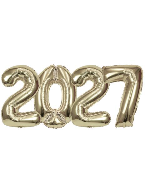 Zestaw balonów foliowych 2027 - szampański złoty