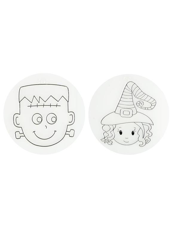 Halloweenowy witrażyk do malowania (zestaw z farbkami i patyczkiem)