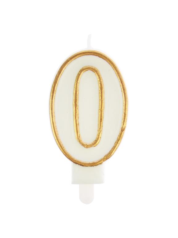 Świeczka cyferka nr 0 złota