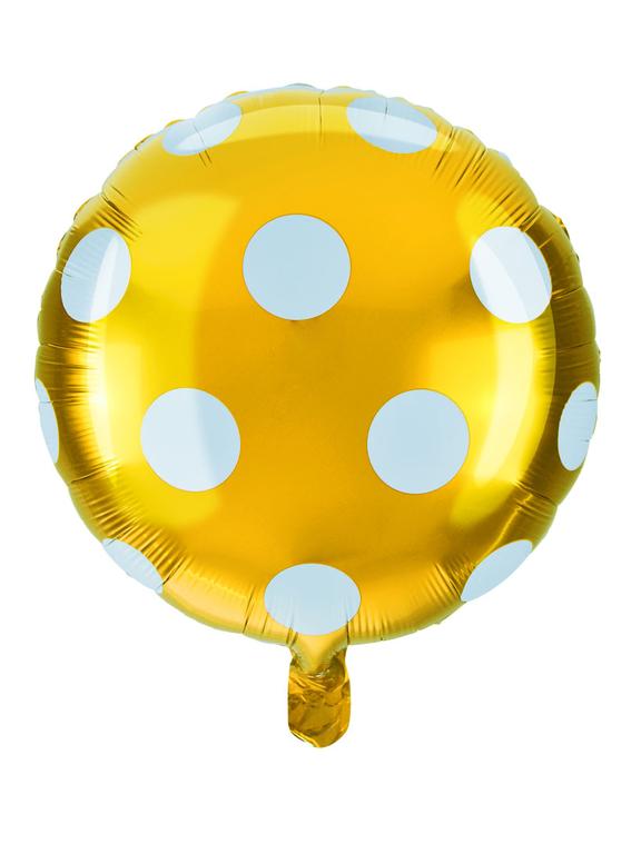 Balon foliowy kropki złoty