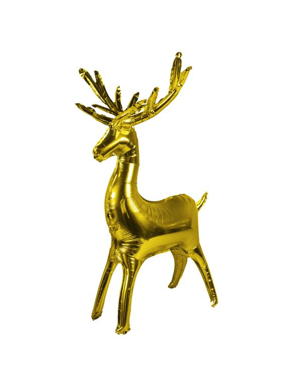 Balon foliowy - złoty renifer stojący