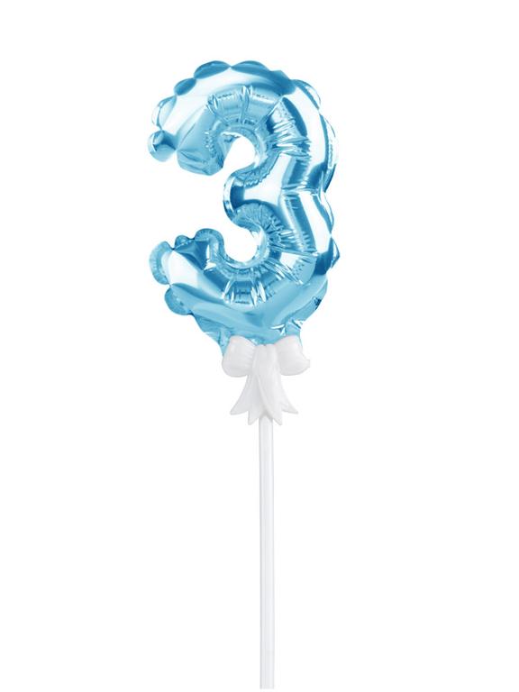 Balon foliowy na patyczku nr 3 niebieski