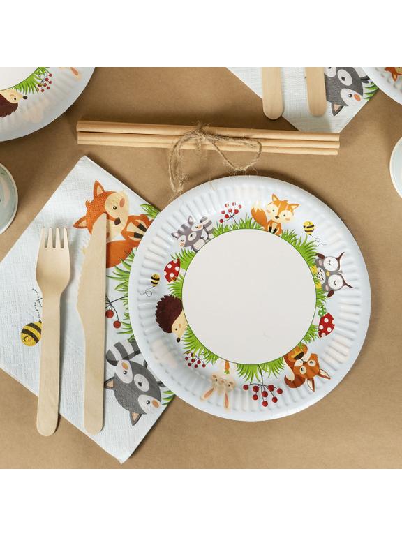 Talerze papierowe - Leśne zwierzątka (8 szt.) - FSC Mix Credit