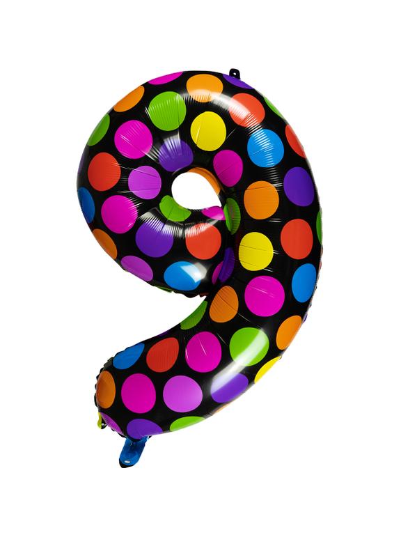 Balon foliowy cyferka w kropki nr 9