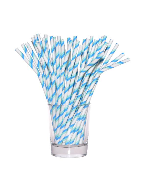 Słomki papierowe łamane niebieskie (12 szt.) - FSC Mix Credit