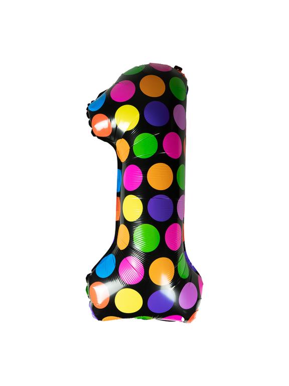 Balon foliowy cyferka w kropki nr 1
