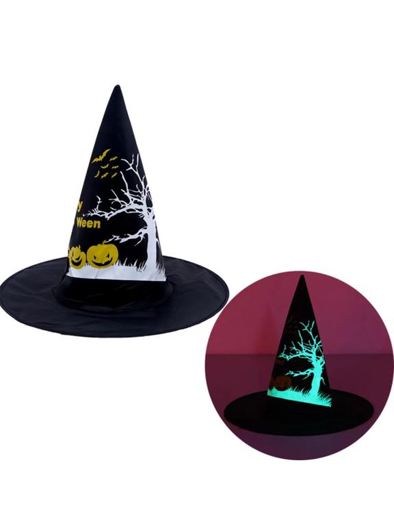 Kapelusz czarownicy ze świecącym w ciemności nadrukiem