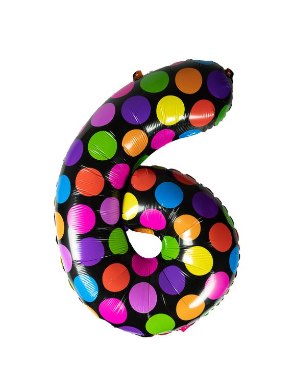 Balon foliowy cyferka w kropki nr 6