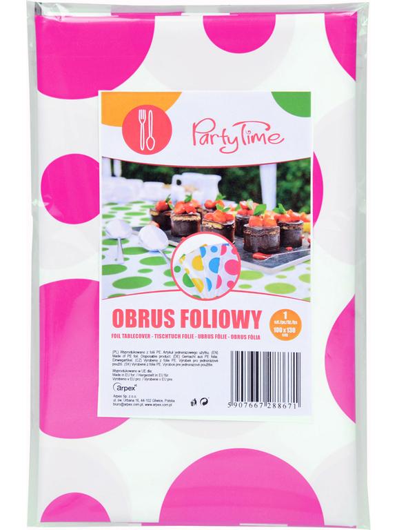 Obrus folia w grochy różowy