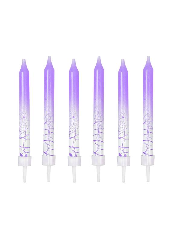 Świeczki urodzinowe z efektem spękania (6 szt.) fioletowe