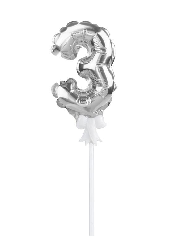 Balon foliowy na patyczku nr 3 srebrny