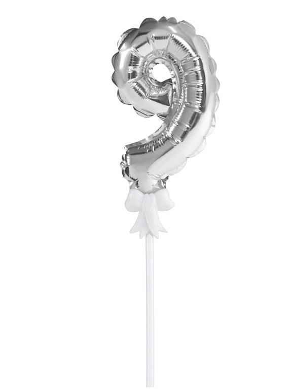 Balon foliowy na patyczku nr 9 srebrny