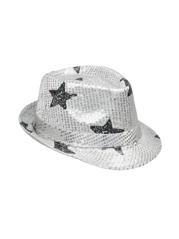 Kapelusz cekiny gwiazdor srebrny