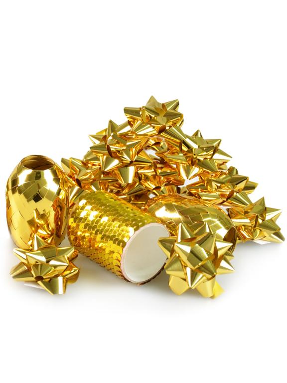 Zestaw do dekoracji prezentów złoty