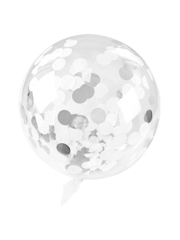 Balon transparentny z konfetti - Celebrate! srebrne