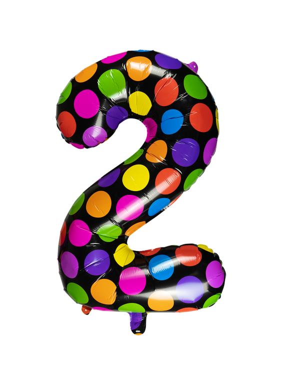 Balon foliowy cyferka w kropki nr 2