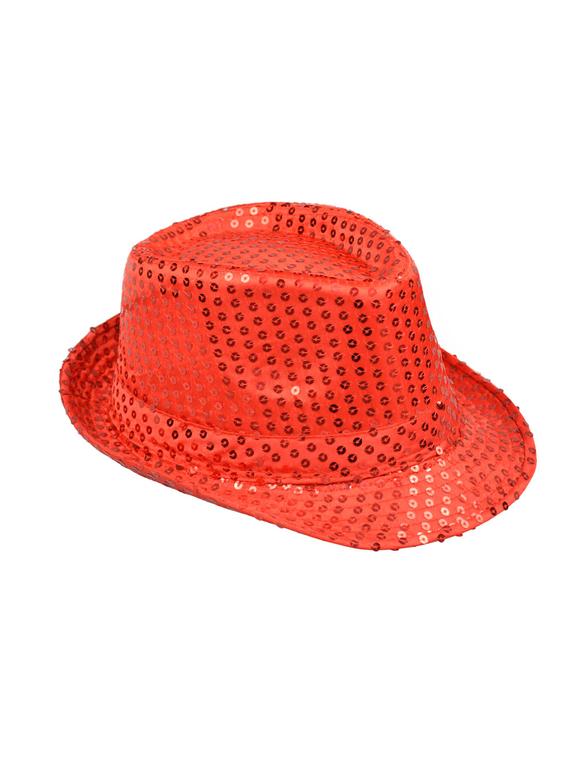 Kapelusz cekiny czerwony