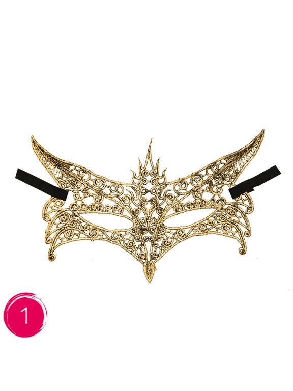 Subtelna maska koronkowa glamour złota