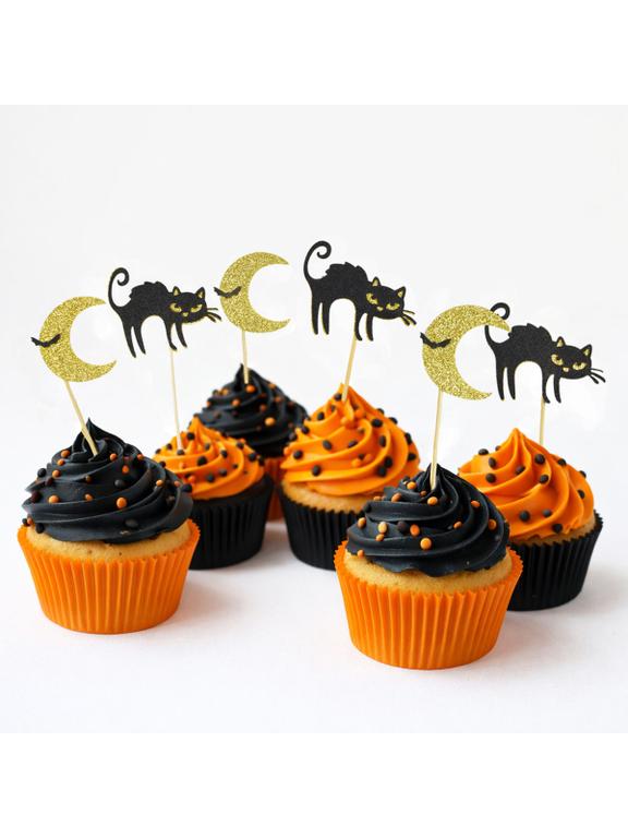 Dekoracja ciasta - czarne koty (6 szt.)