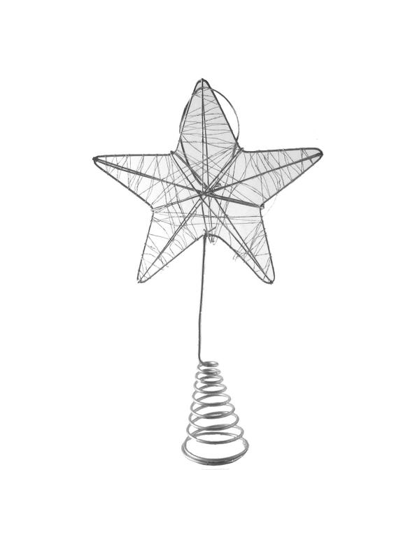 Szpic choinkowy metalowa gwiazda srerbna