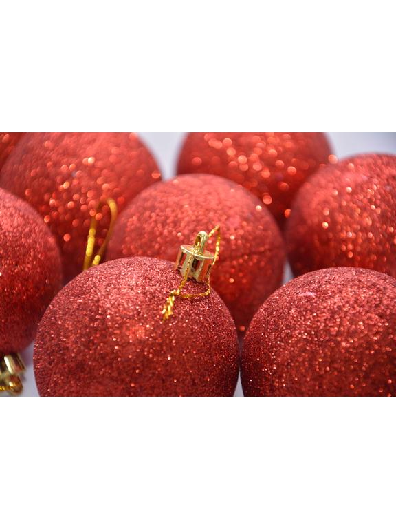 Bombki brokatowe pudełko (8 szt.) czerwone