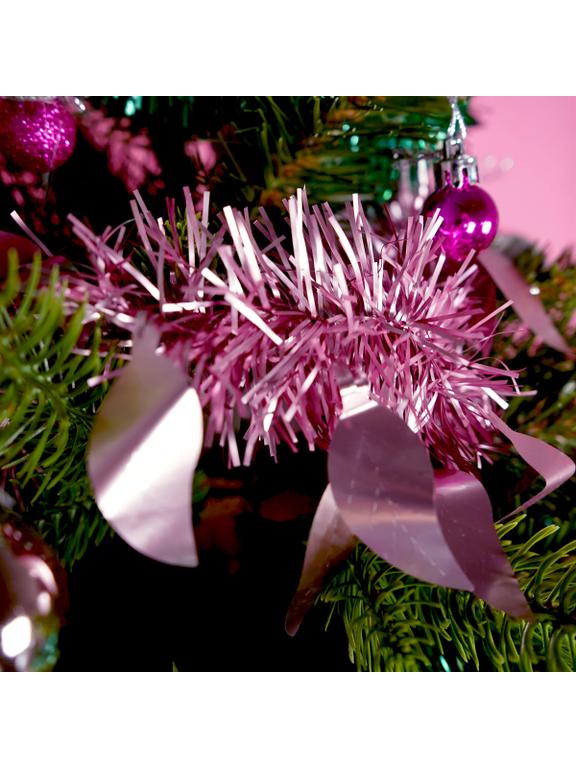 Łańcuch dekoracyjny matowy - listki różowy