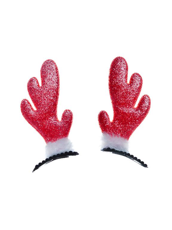 Brokatowe rogi renifera (2 szt.) czerwone