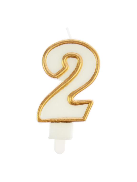 Świeczka cyferka nr 2 złota