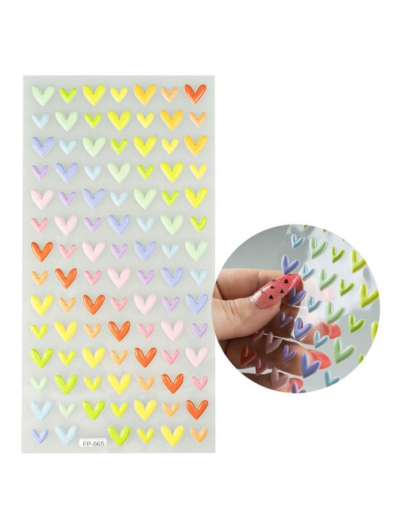 Naklejki 3D - kolorowe serduszka