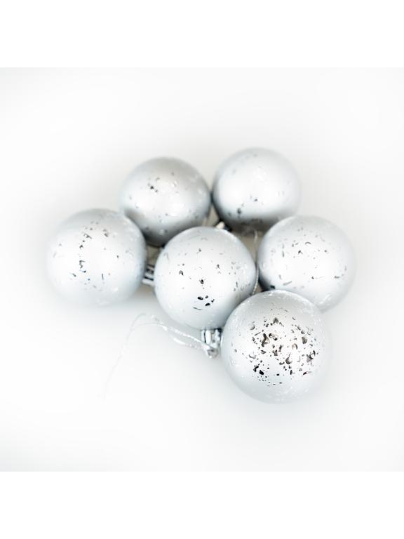 Zestaw bombek z efektem rosy (6 szt.) - srebrny