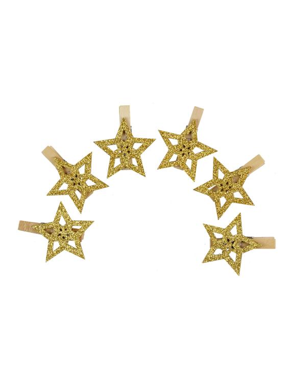 Klamerki ozdobne - gwiazdki (6 szt.)