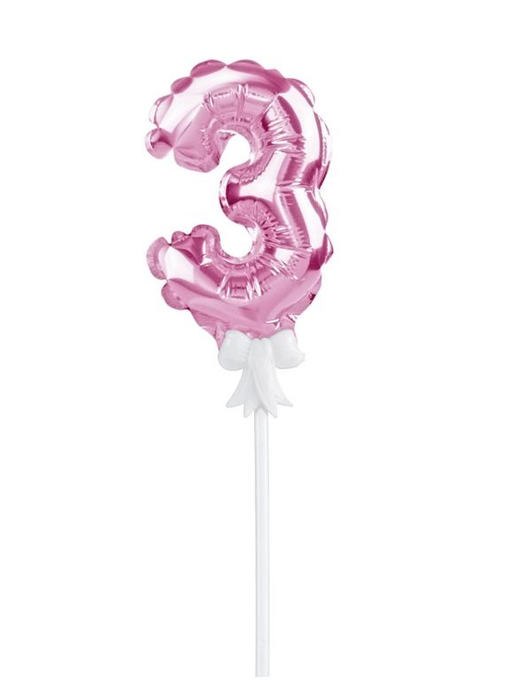 Balon foliowy na patyczku nr 3 różowy