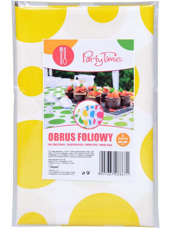 Obrus folia w grochy żółty