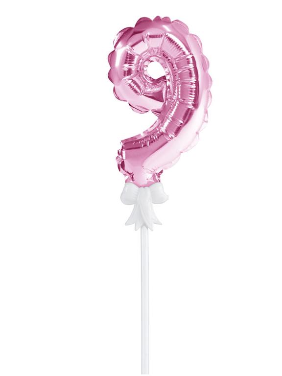 Balon foliowy na patyczku nr 9 różowy
