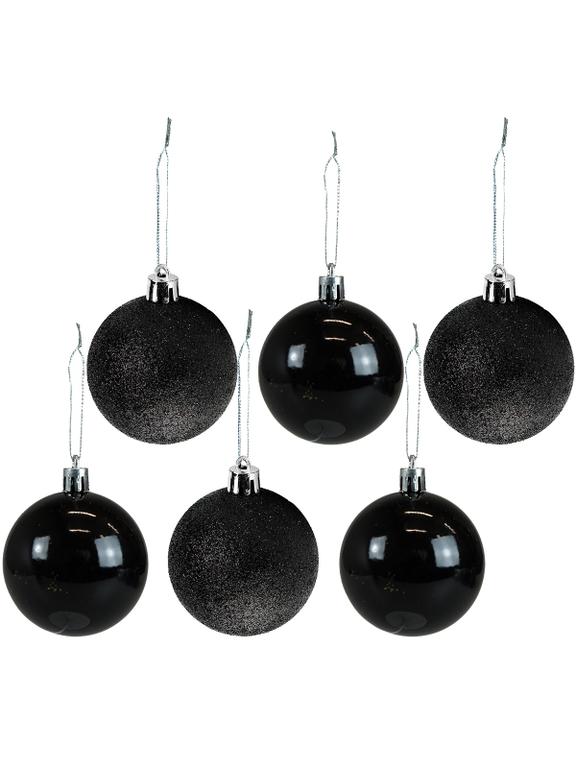 Zestaw bombek czarno-brokatowych (6 szt.)