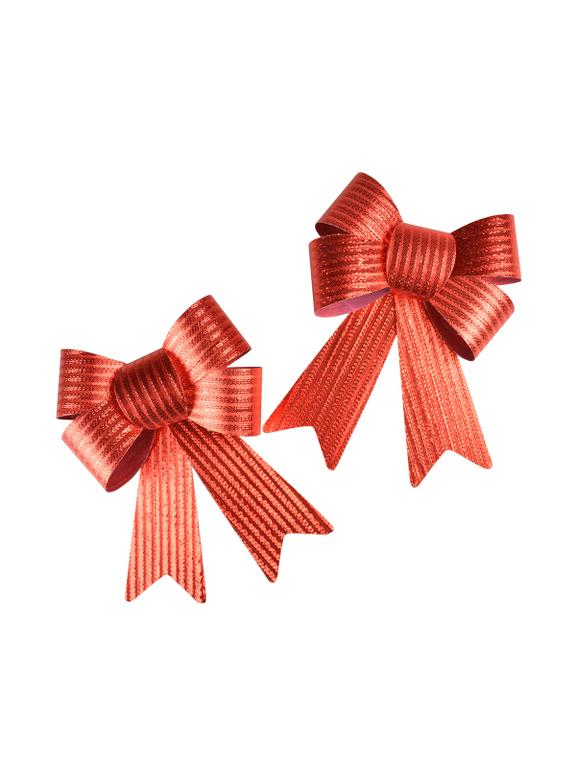 Zestaw kokard dekoracyjnych - prążki (2 szt.) czerwonych