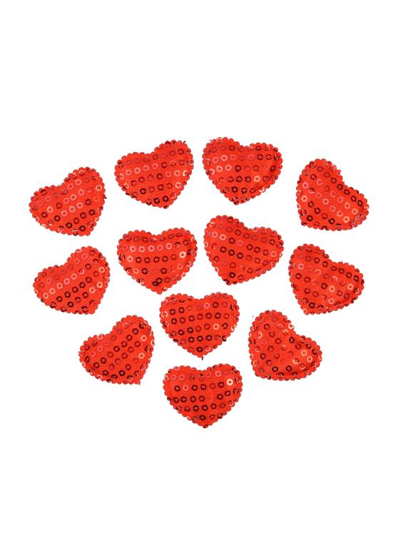 Cekinowe serca - naklejki (12 szt.)