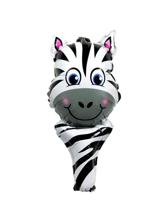 Balon foliowy zwierzątko z uchwytem - zebra