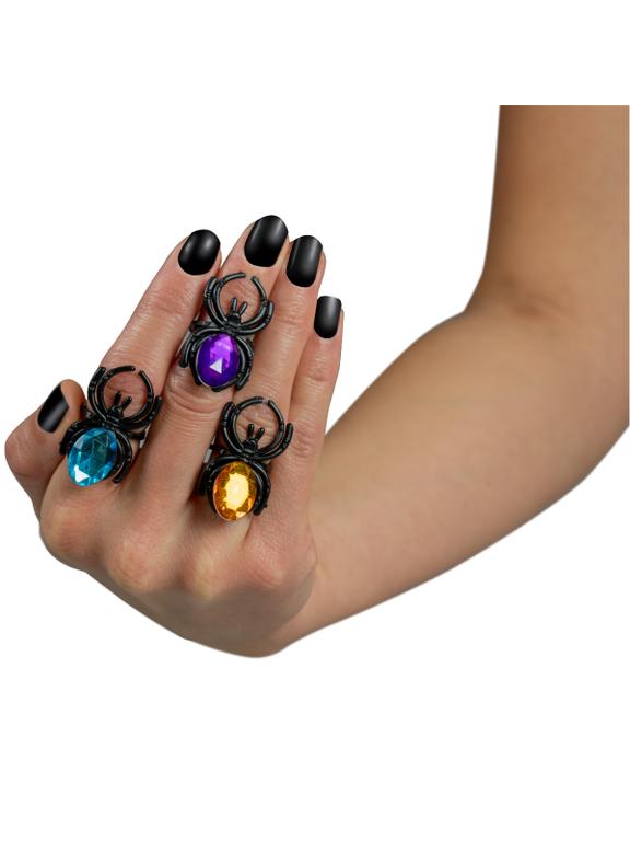 Halloweenowe pierścionki - pająki (4 szt.)