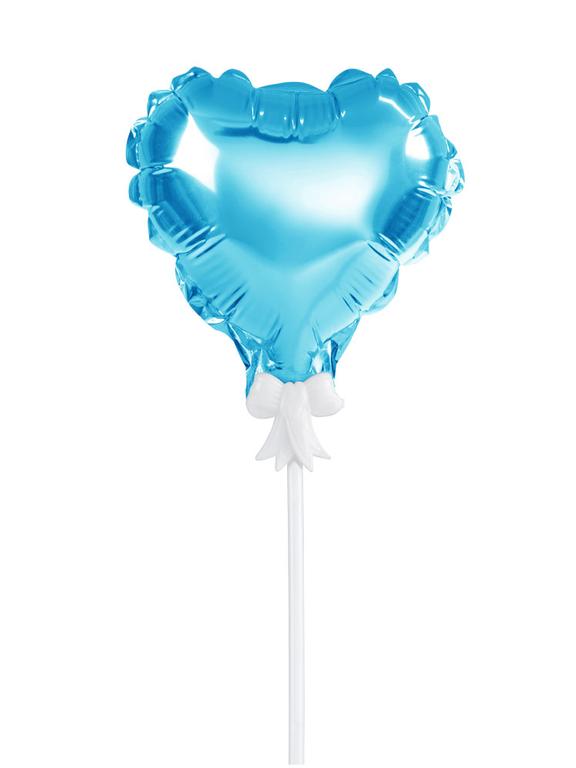 Balon foliowy na patyczku serce niebieski