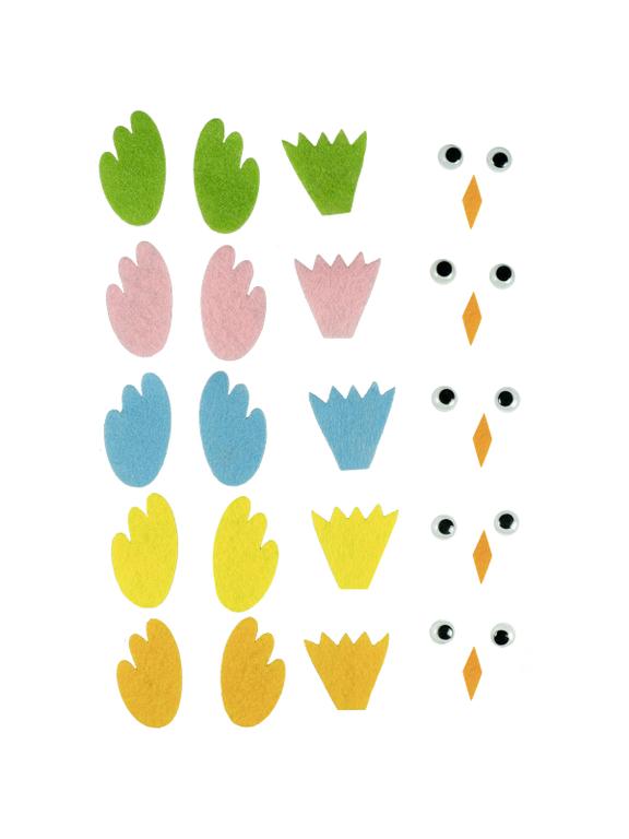 Zestaw akcesoriów do tworzenia kurczaków (ruszające się oczka, ogonki, dziobki i skrzydełka)